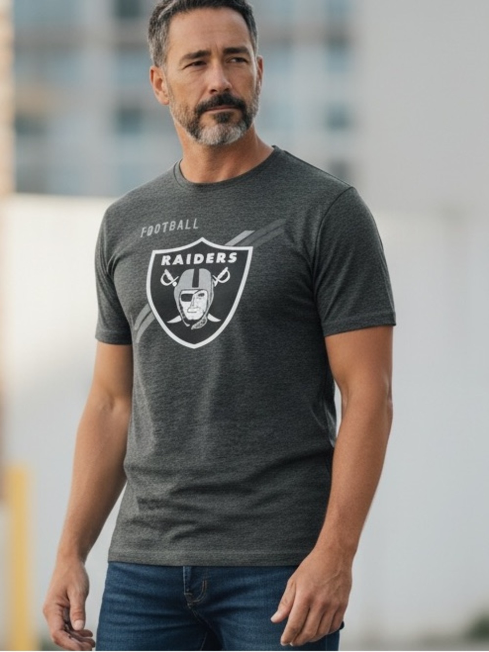 LAS VEGAS RAIDERS Gray NFL Team Apparel TX3 Cool Short Sleeve Tshirt Men Size Lg